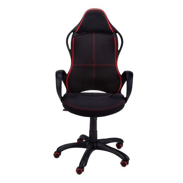 46  Black and Red Fabric Multi Position Office Chair By Homeroots Cheap