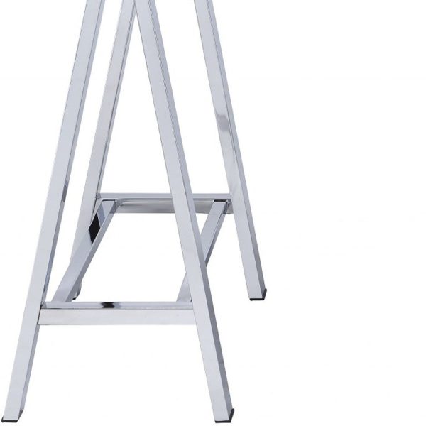 White And Chrome Glossy Polyester Desk By Homeroots Fashion - Image 4