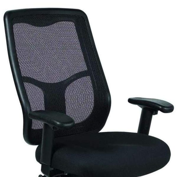High Back Black Mesh Fabric Chair By Homeroots For Sale - Image 4