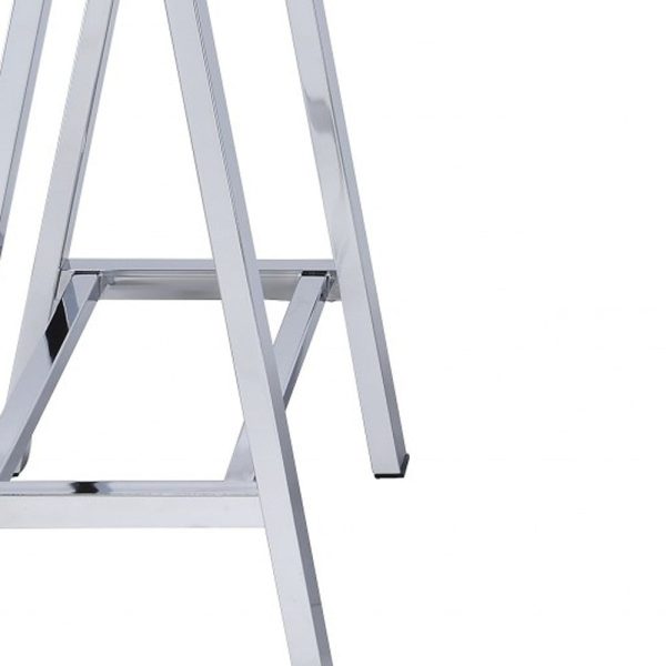 White And Chrome Glossy Polyester Desk By Homeroots Fashion - Image 3