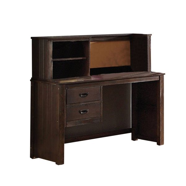 Antique Charcoal Brown Pine Wood Desk By Homeroots For Sale - Image 2