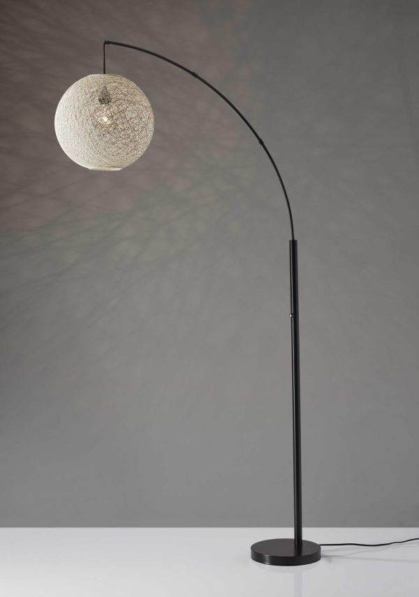 Floor Lamp with Bronze Metal Arc and Groovy Rattan String Ball Shade By Homeroots Sale