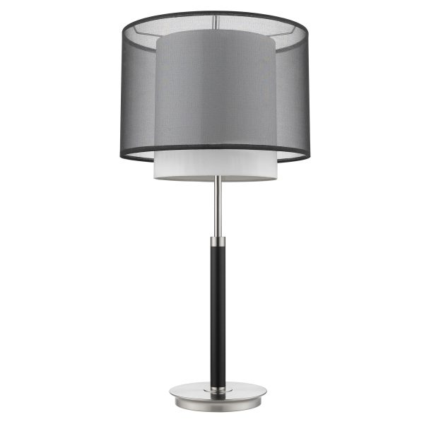 Roosevelt 1-Light Espresso And Brushed Nickel Table Lamp With Smoke Gray Shantung Two Tier Shade By Homeroots Hot on Sale