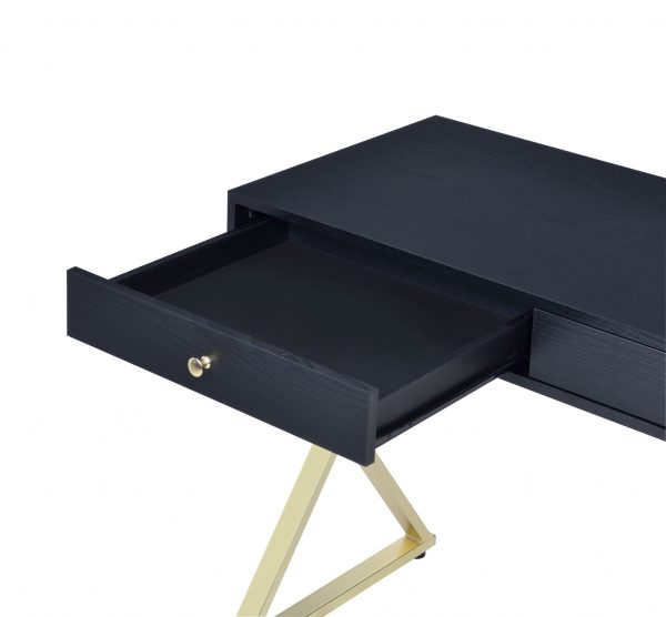 Black And Brass Particle Board Desk By Homeroots Cheap - Image 5