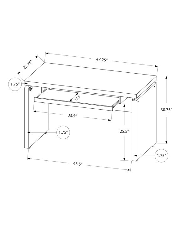 30.75  Black Particle Board MDF and Laminate Computer Desk with a Grey Top By Homeroots Online Sale - Image 4