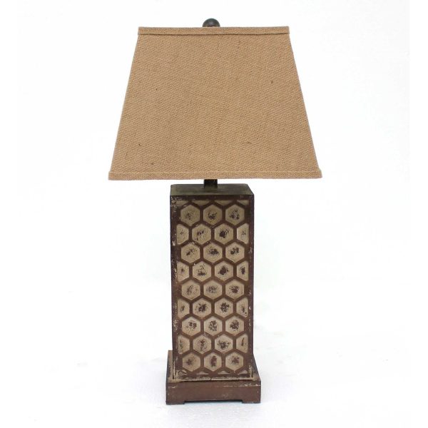 Brown Industrial With Honeycombed Metal Base - Table Lamp By Homeroots Discount - Image 2