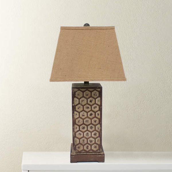 Brown Industrial With Honeycombed Metal Base - Table Lamp By Homeroots Discount