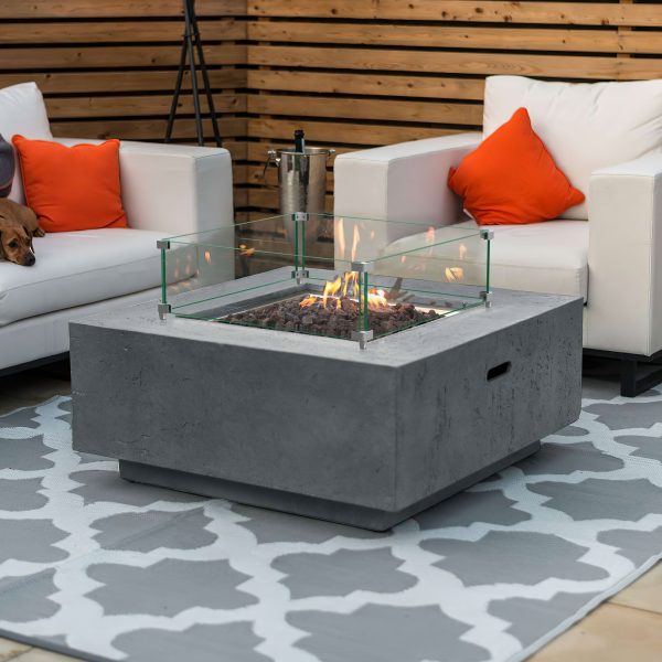 20  Square Glass Fire Pit Flame Guard By Homeroots Discount