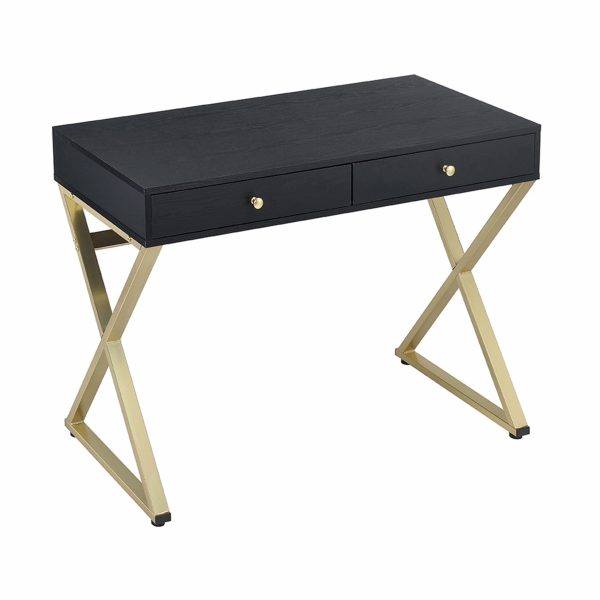 Black And Brass Particle Board Desk By Homeroots Cheap - Image 2
