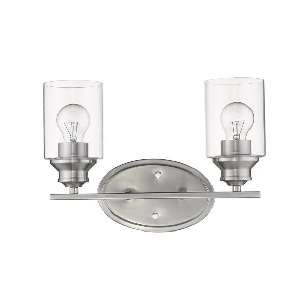 Two Light Silver Wall Light with Clear Glass Shade By Homeroots Supply