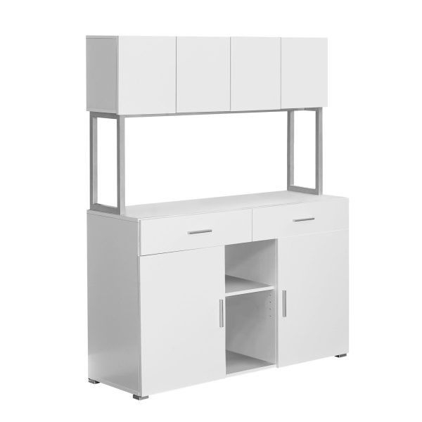 White Silver Particle Board Hollow Core Metal Office Cabinet By Homeroots Online Hot Sale