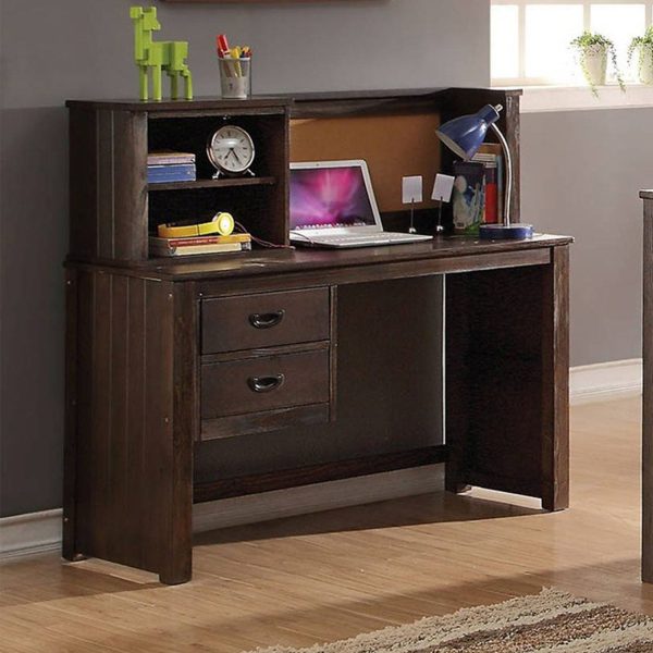Antique Charcoal Brown Pine Wood Desk By Homeroots For Sale
