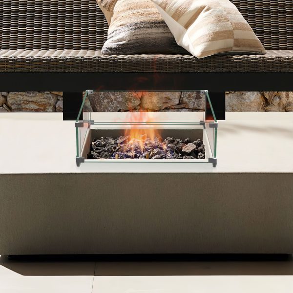 20  Square Glass Fire Pit Flame Guard By Homeroots Discount - Image 2