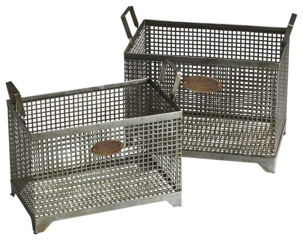 Set of 2 Iron Storage Baskets By Homeroots For Sale - Image 3