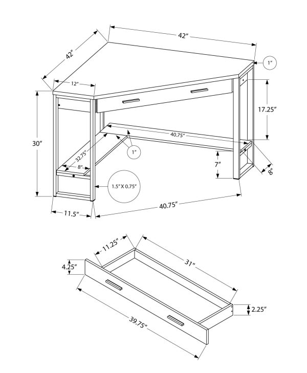 Dark Taupe Silver Particle Board Hollow Core Metal Computer Desk By Homeroots - 333554 Sale - Image 3