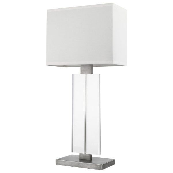 Shine 1-Light Acrylic And Hand Painted Weathered Pewter Table Lamp With Off White Shantung Shade By Homeroots Discount