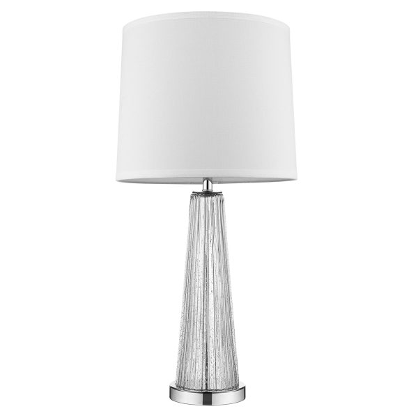 Chiara 1-Light Clear Glass And Polished Chrome Table Lamp With Off White Shantung Shade By Homeroots For Cheap