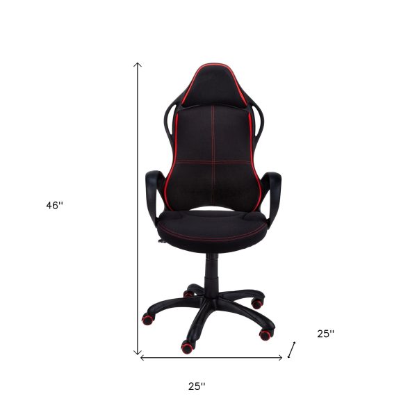 46  Black and Red Fabric Multi Position Office Chair By Homeroots Cheap - Image 4