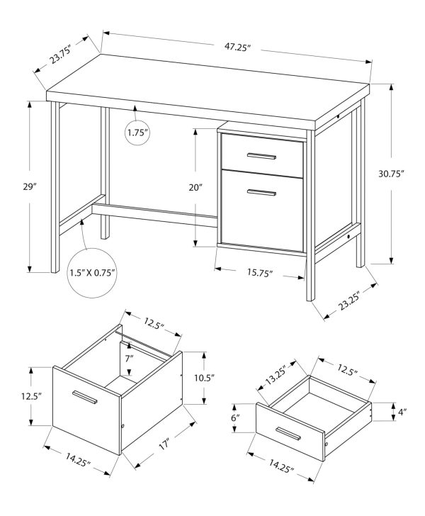 Black Grey Particle Board Hollow Core Metal Computer Desk By Homeroots - 333535 For Discount - Image 3
