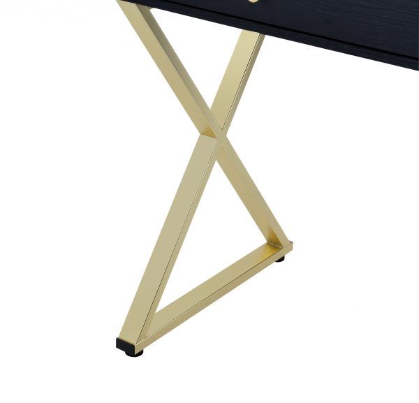 Black And Brass Particle Board Desk By Homeroots Cheap - Image 3