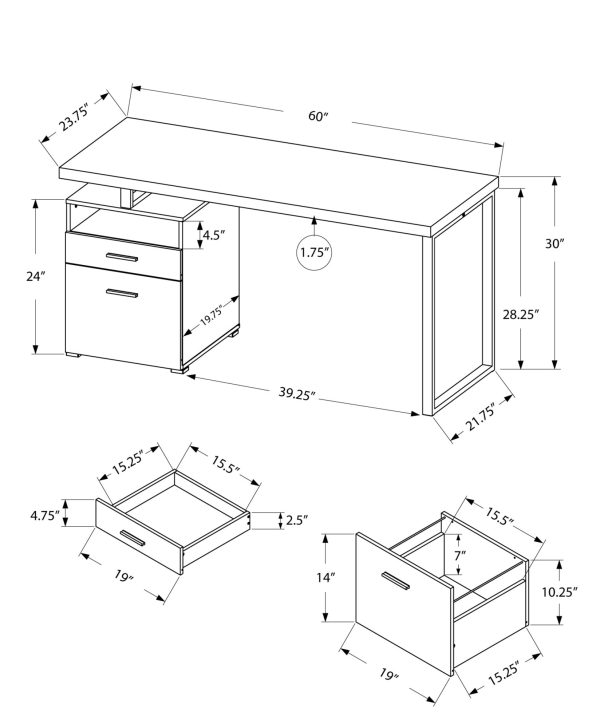 30  Particle Board and Grey Metal Computer Desk By Homeroots on Sale - Image 4
