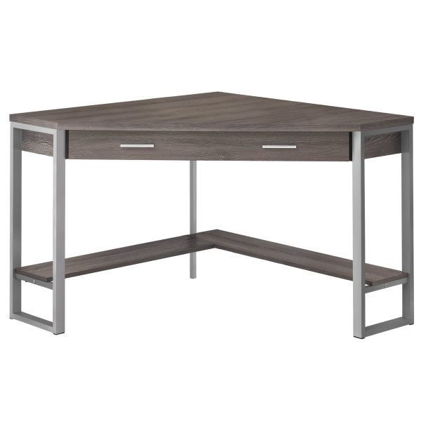 Dark Taupe Silver Particle Board Hollow Core Metal Computer Desk By Homeroots - 333554 Sale