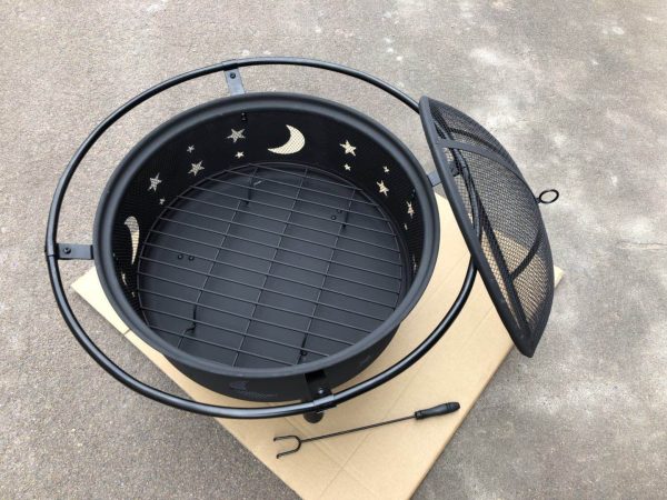 30  Fire Pit with Charcoal Grill and Spark Screen By Homeroots on Sale