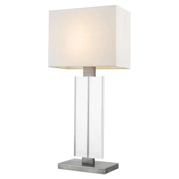 Shine 1-Light Acrylic And Hand Painted Weathered Pewter Table Lamp With Off White Shantung Shade By Homeroots Discount - Image 2