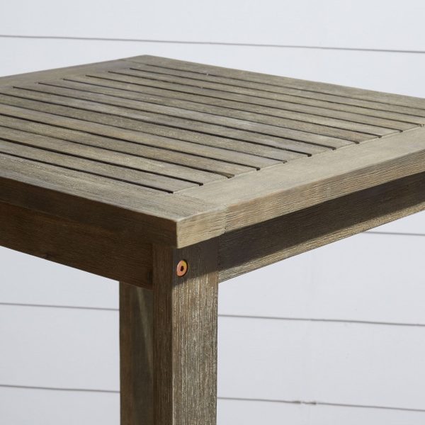 Distressed Grey Square Bar Table By Homeroots For Sale - Image 3