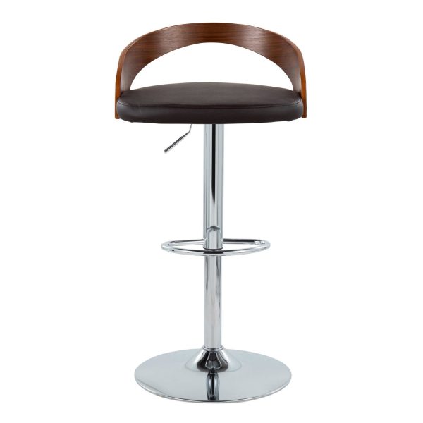 Grotto Adjustable Height Barstool - Set of 2 Walnut Brown PU By LumiSource Online Sale - Image 5