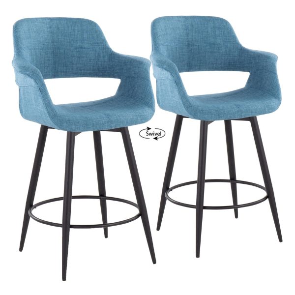 Vintage Flair 26  Fixed-Height Counter Stool - Set of 2 Blue  By LumiSource For Discount - Image 3