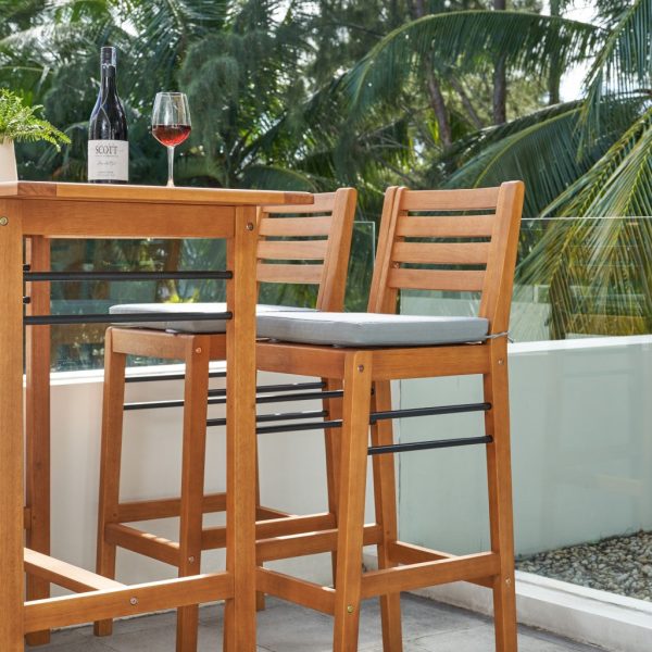 Light Wood Bar Chair with Metal Supports By Homeroots Discount - Image 5