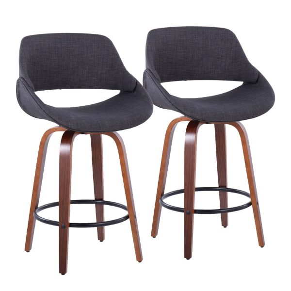 Fabrico 26  Fixed-Height Counter Stool - Set of 2 Gray Black By LumiSource Fashion - Image 2