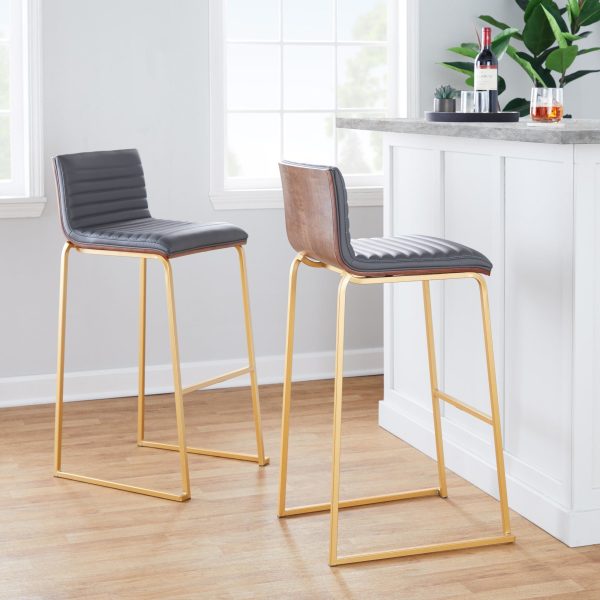 Mason Mara 30  Fixed-Height Barstool - Set of 2 Gray By LumiSource For Discount