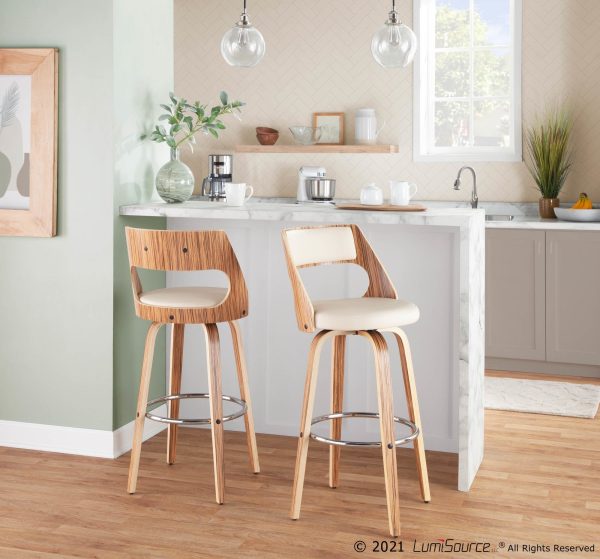 Cecina 30   Fixed Height Barstool - Set of 2 Cream By LumiSource For Sale