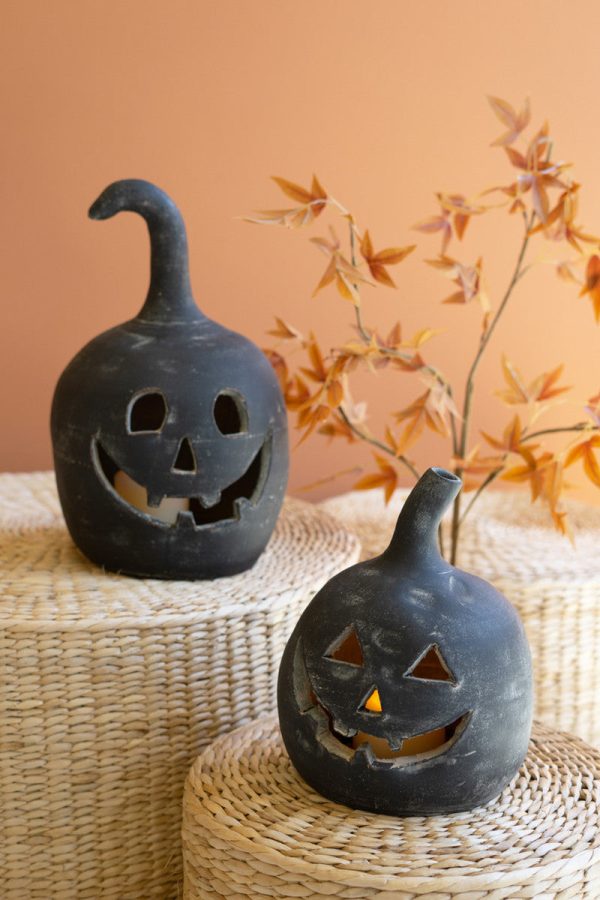 Black Clay Jack-O-Lanterns Set Of 2 By Kalalou Supply - Image 3