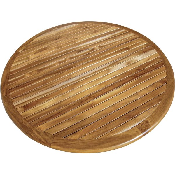 37  Round Compact Teak Dining Table in Natural Finish By Homeroots - 376766 For Cheap - Image 3