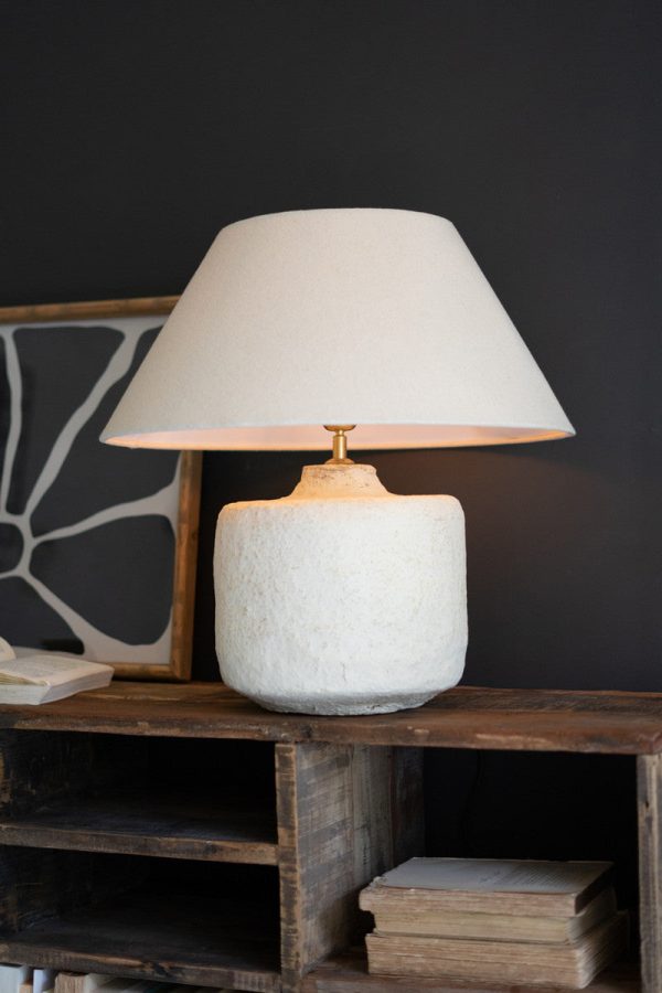 Cylinder Paper Mache Table Lamp Base W Fabric Lamp Shade By Kalalou Online Sale - Image 2
