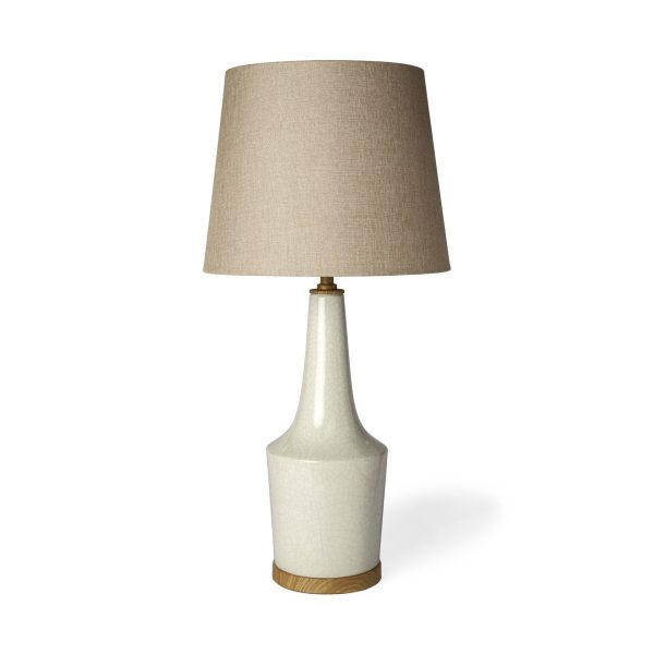 White Crackle and Natural Ceramic Table or Desk Lamp By Homeroots Supply - Image 2