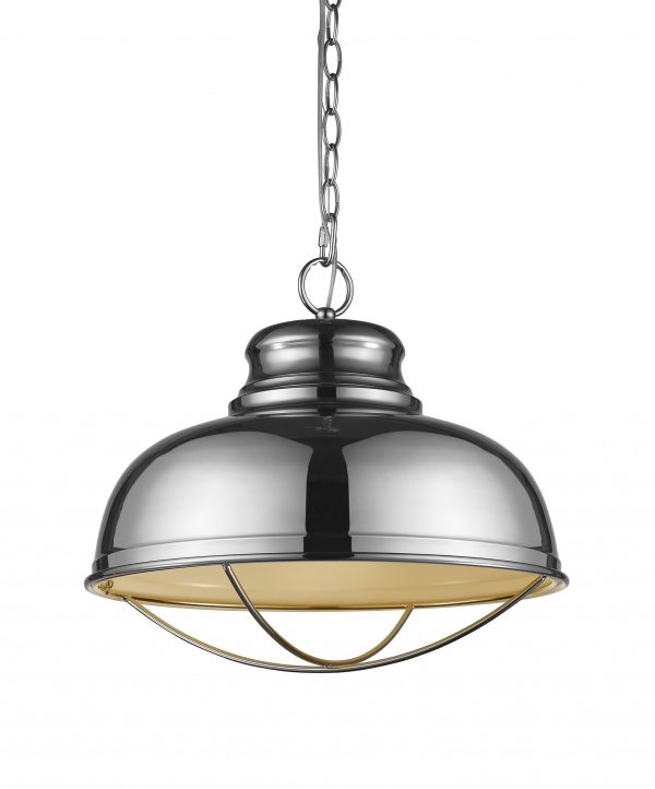 Ansen 1-Light Polished Nickel Pendant With Gloss White Interior Shade By Homeroots Online Hot Sale - Image 2
