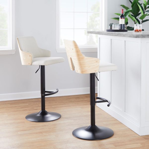 Stella Adjustable Barstool - Set of 2 Cream By LumiSource Supply - Image 2