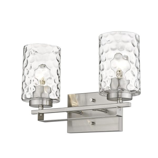 Silver Metal and Pebbled Glass Two Light Wall Sconce By Homeroots Supply - Image 2