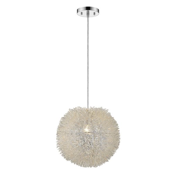 Luminary 1-Light Metallic Silver Pendant With Hand Woven Aluminum Wire Shade (15 ) By Homeroots Cheap - Image 2