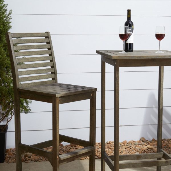 Distressed Grey Square Bar Table By Homeroots For Sale - Image 4