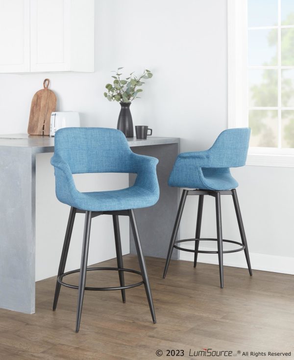 Vintage Flair 26  Fixed-Height Counter Stool - Set of 2 Blue  By LumiSource For Discount