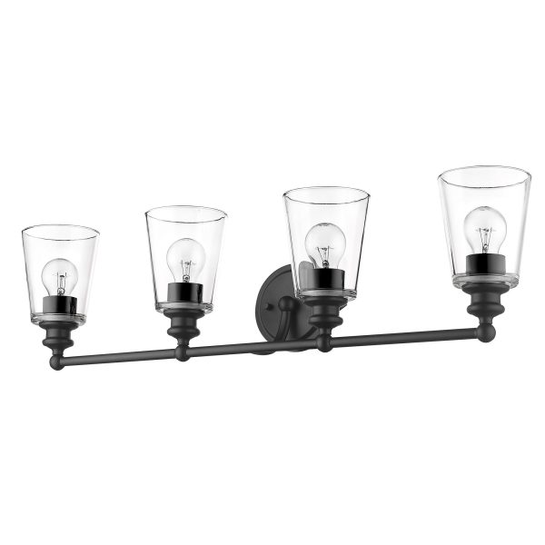 Ceil 4-Light Matte Black Vanity By Homeroots Hot on Sale