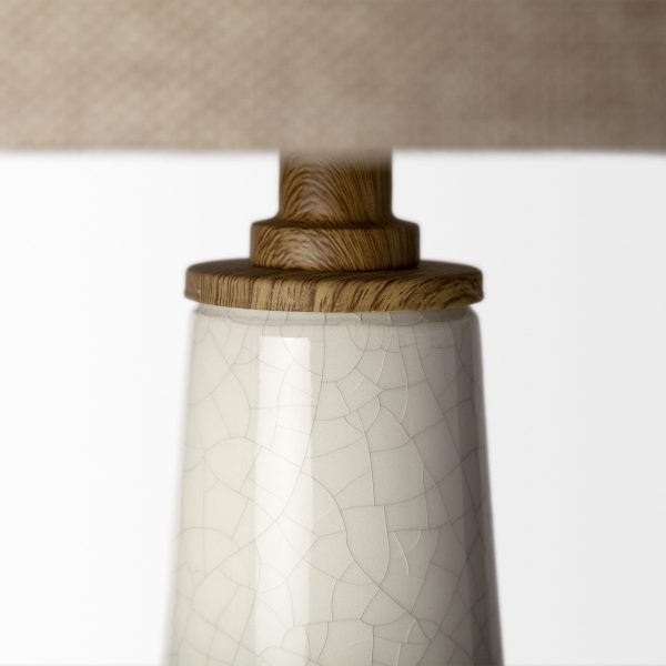 White Crackle and Natural Ceramic Table or Desk Lamp By Homeroots Supply - Image 3
