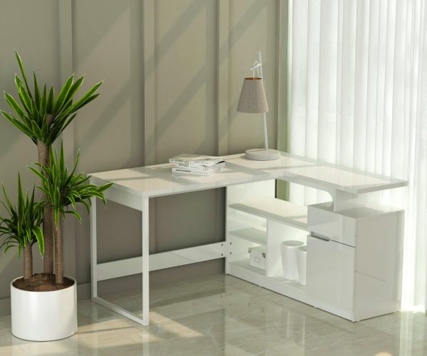 Lexi 55  L-Shaped Corner Desk By Anderson Teak Online