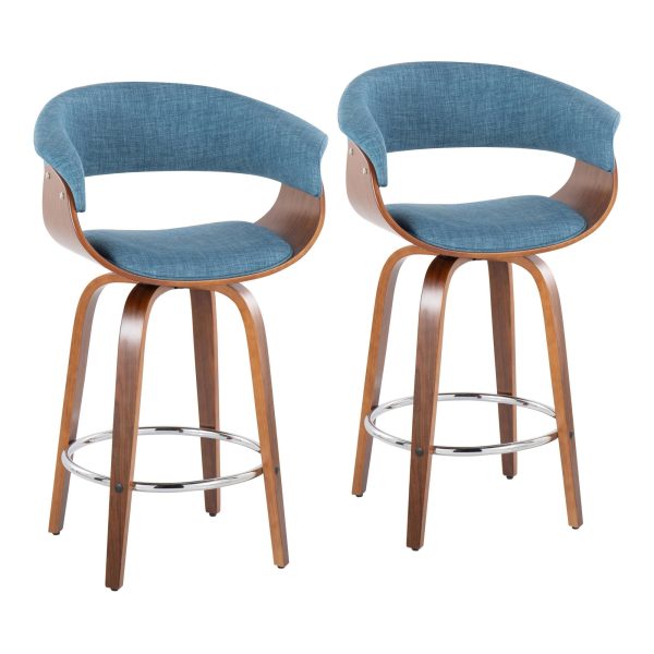 Vintage Mod 26  Fixed-Height Counter Stool - Set of 2 Blue  By LumiSource For Discount - Image 3