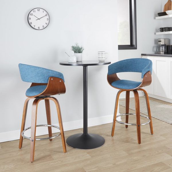 Vintage Mod 26  Fixed-Height Counter Stool - Set of 2 Blue  By LumiSource For Discount - Image 2